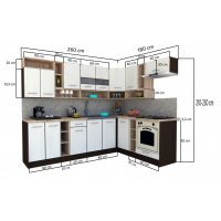 Bucatarie de Colt COSSY NEW 180-260 Dr. Wenge / Decor 8509